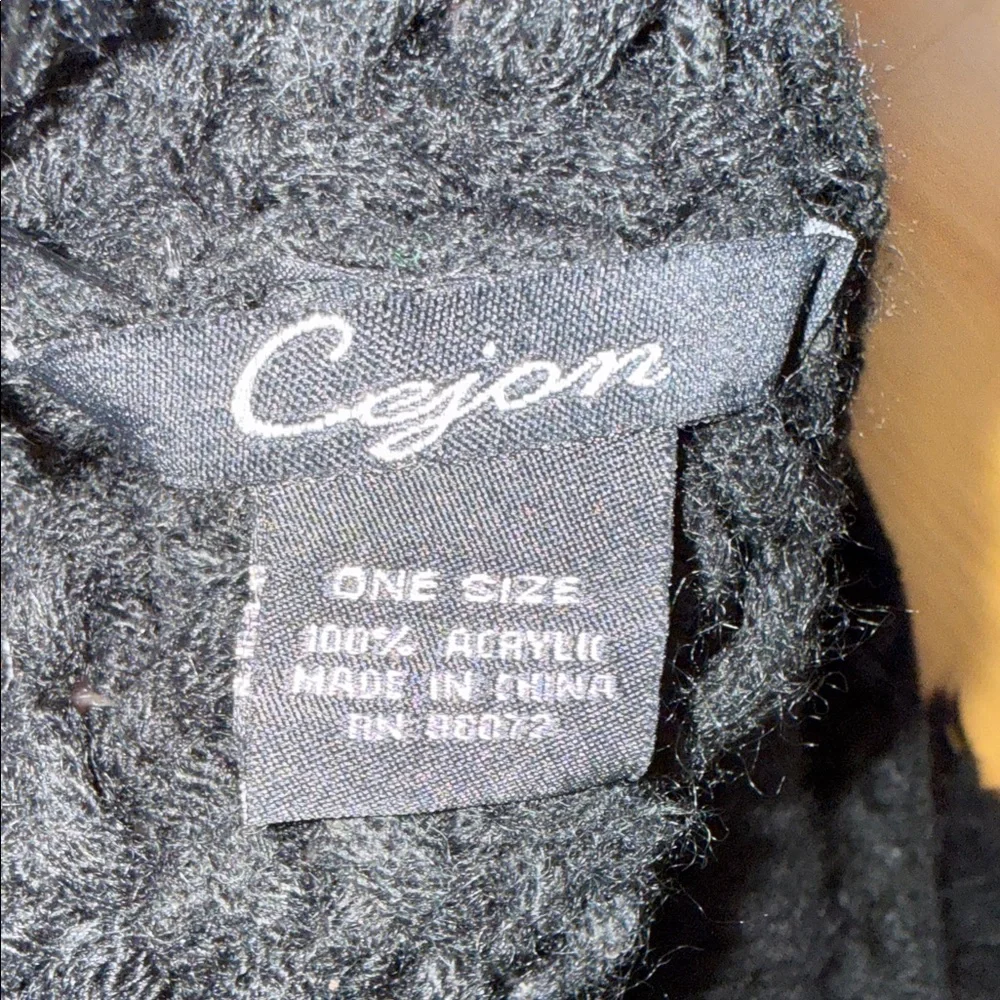 Cejon Black Fringe knit scarf wrap made of 100% acrylic